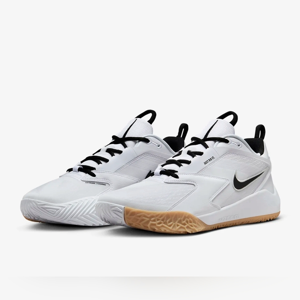 Nike Kids White and Black Athletic Shoes with Tan Sole